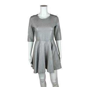 Silver Metallic Skater Mini Dress Spaceage Holiday XS